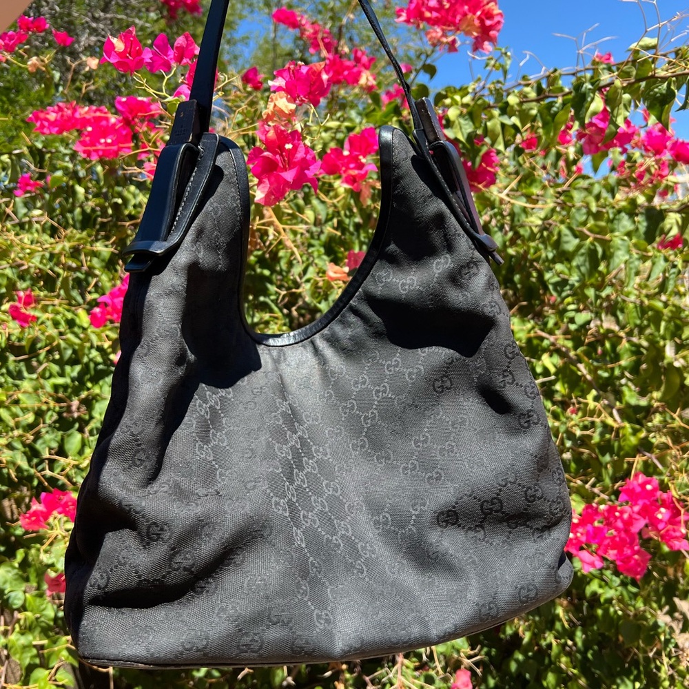 Authentic Gucci canvas hobo shoulder bag